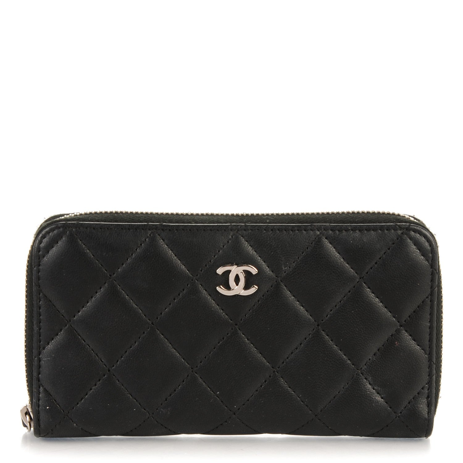 Chanel Lambskin Quilted Small Zip Around Wallet Black 1 of 8