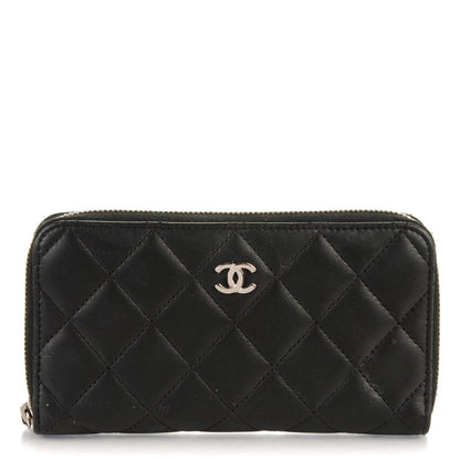 Chanel Lambskin Quilted Small Zip Around Wallet Black 1 of 8
