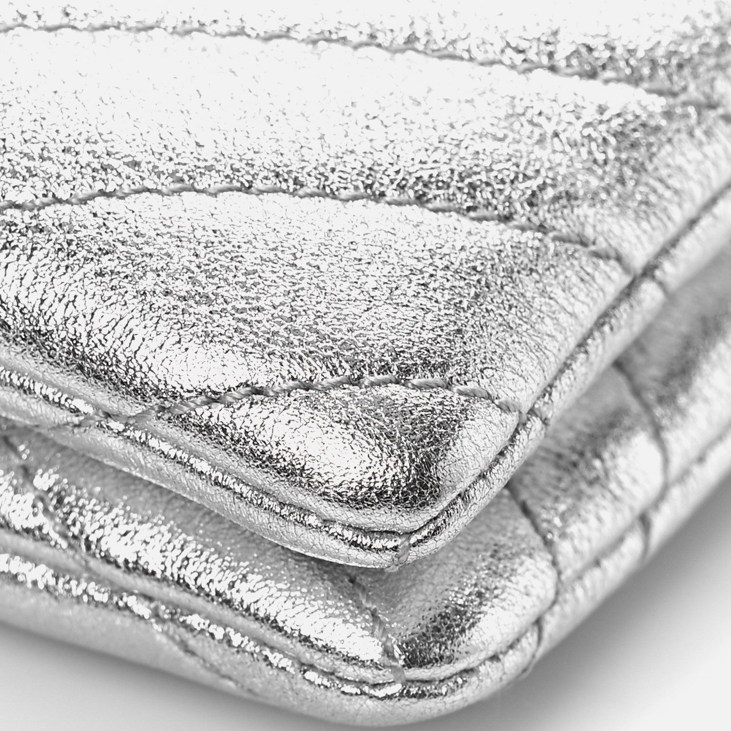 Saint Laurent Metallic Lambskin Quilted Double Flap Bag Silver 10 of 10