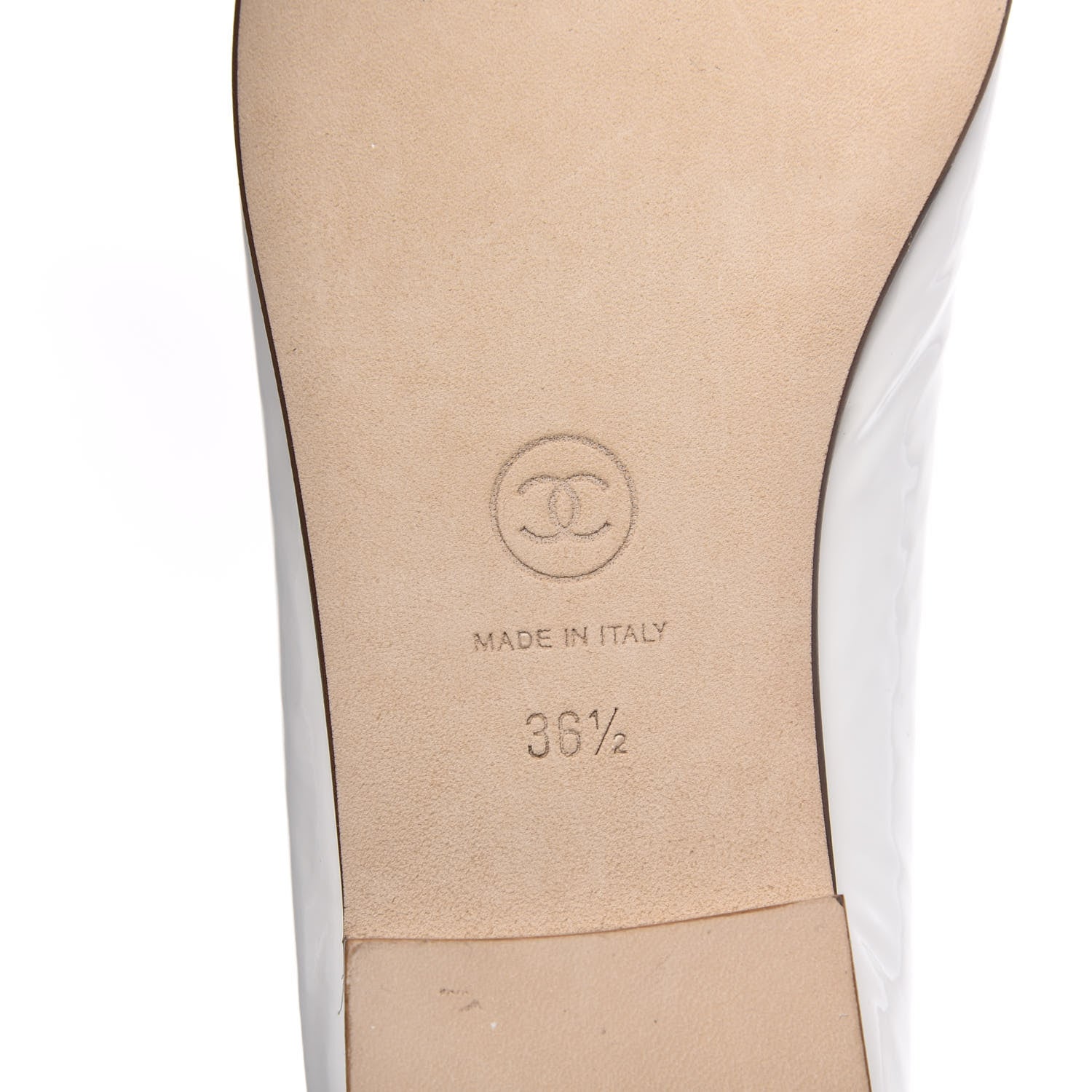 Chanel Shiny Crumpled Lambskin CC Cap Toe Ballerina Flats 36.5 White 6 of 9