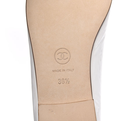 Chanel Shiny Crumpled Lambskin CC Cap Toe Ballerina Flats 36.5 White 6 of 9