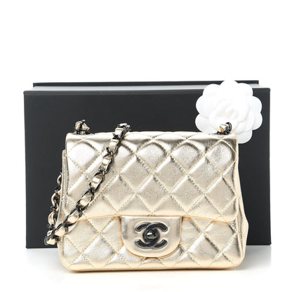 Chanel Metallic Lambskin Quilted Mini Square Flap Gold Black 11 of 11