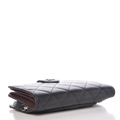 Chanel Lambskin Quilted Zipped Pocket Wallet Black 4 of 9