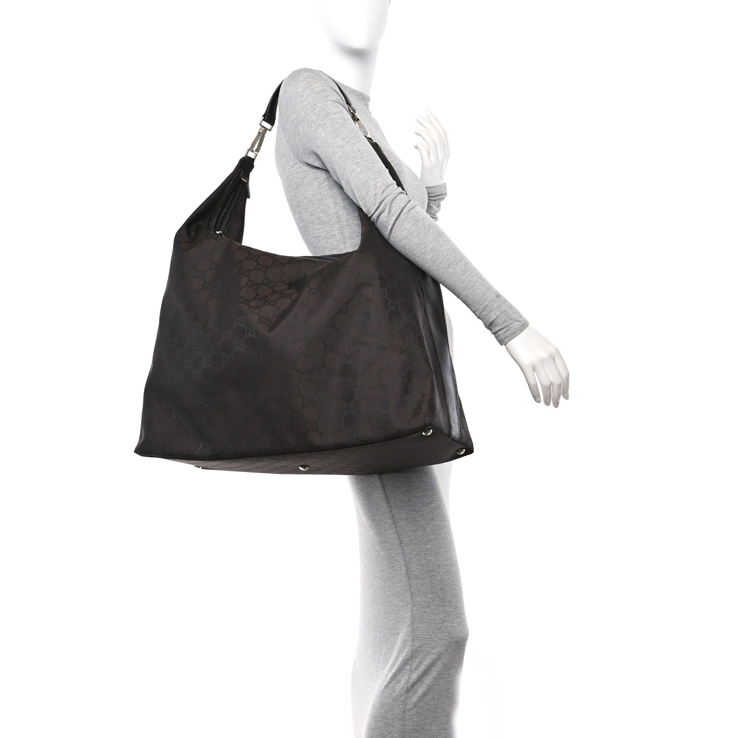 Nylon Monogram Extra Large Hobo Dark Brown