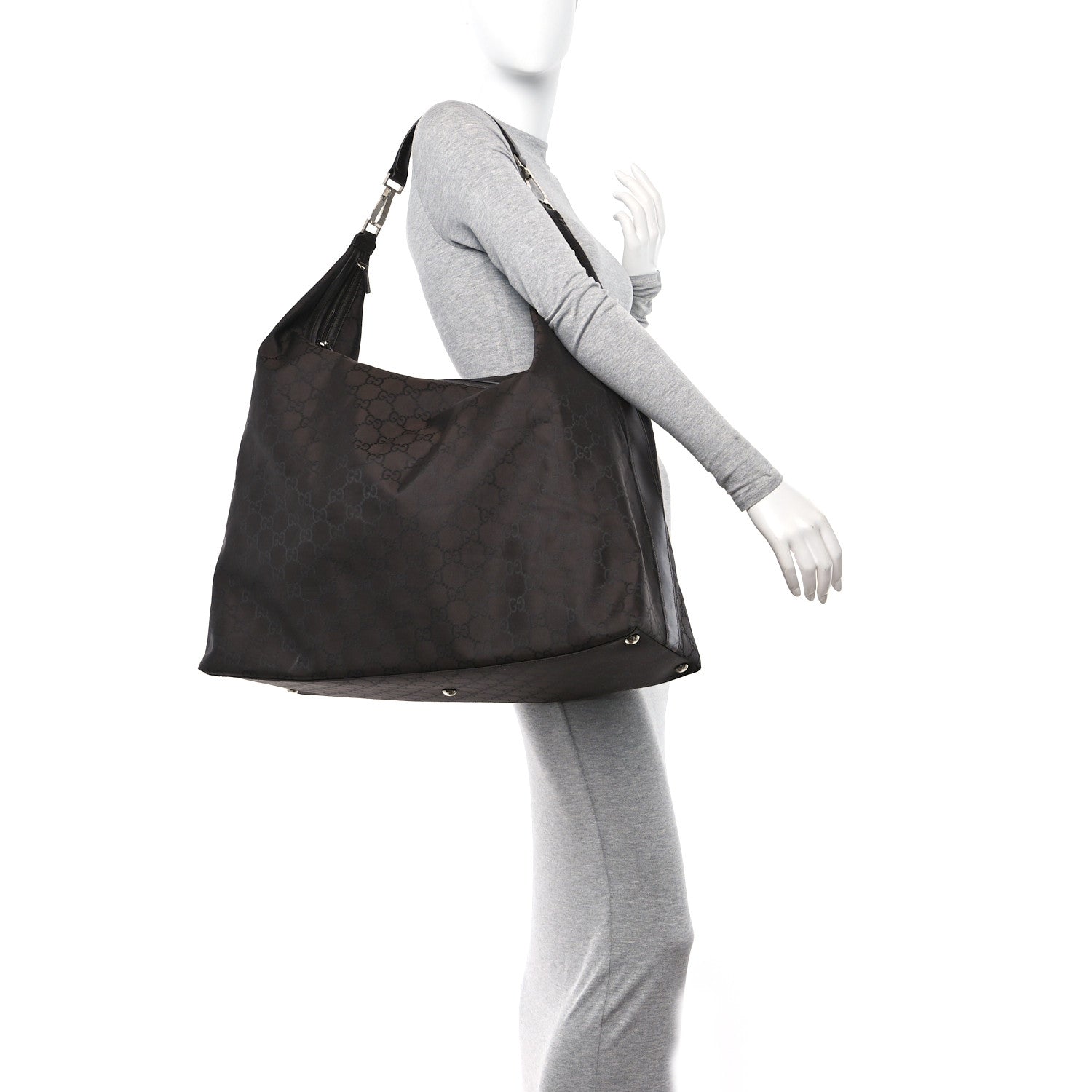 Gucci Nylon Monogram Extra Large Hobo Dark Brown 2 of 16