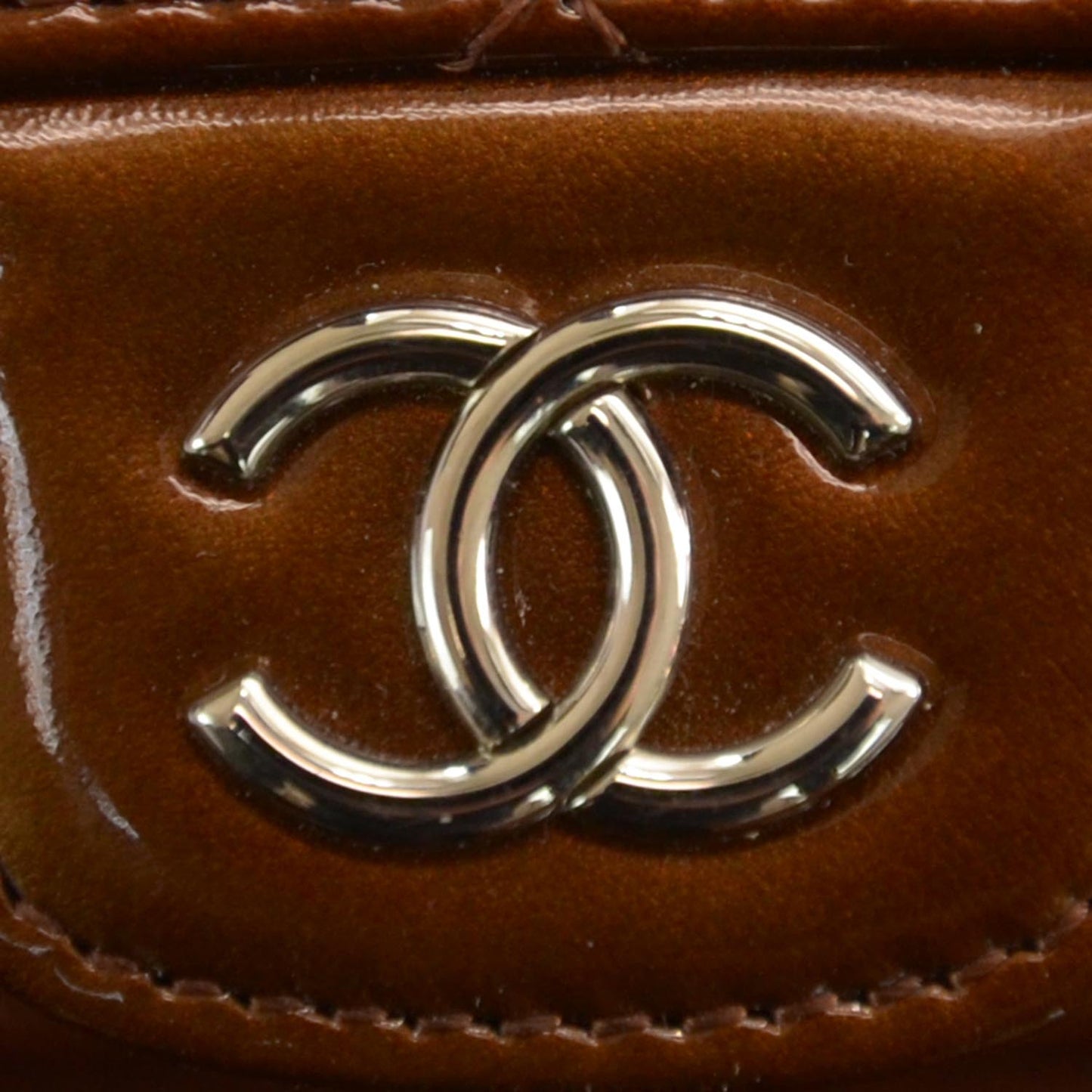 Patent Quilted Large Flap Wallet Bronze
