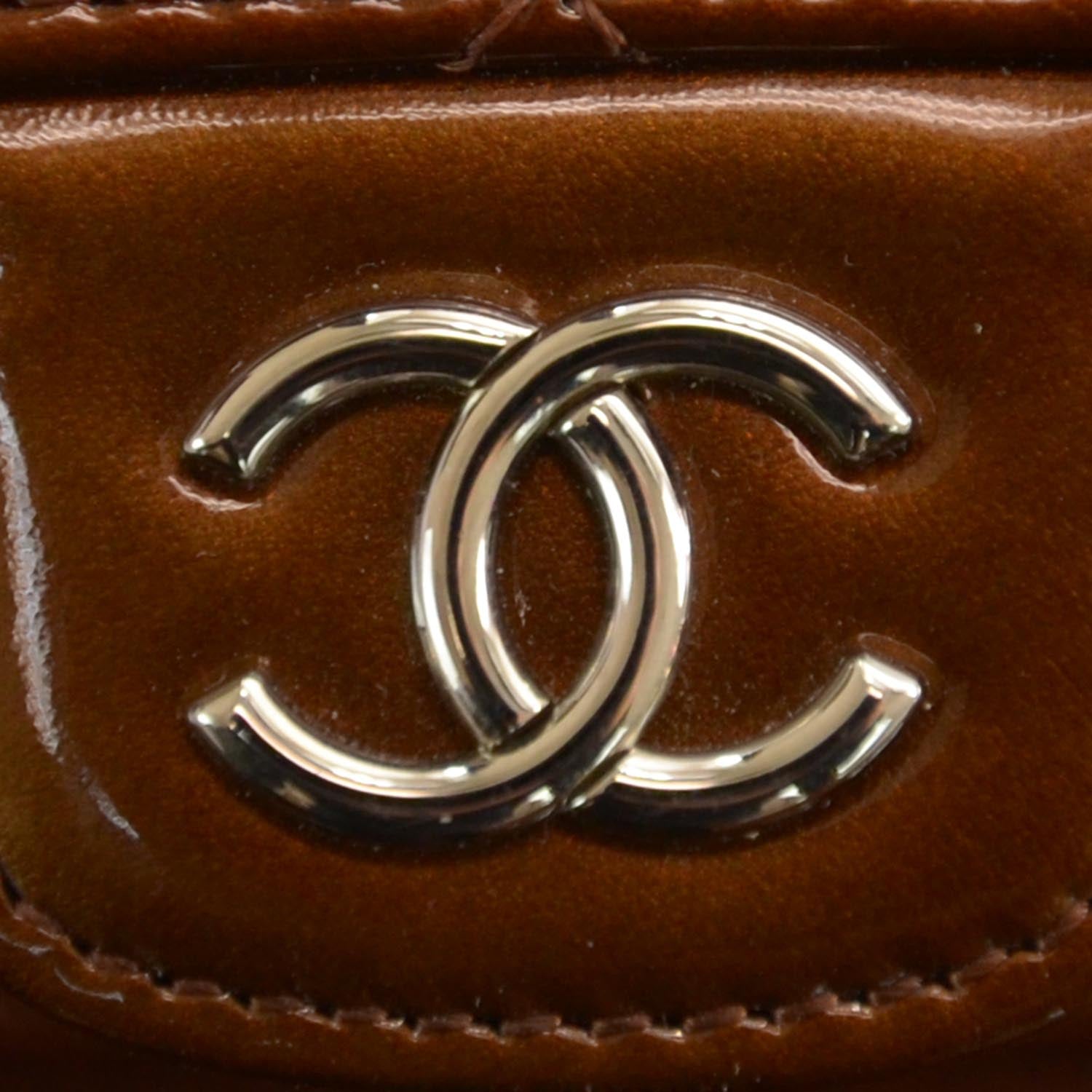 Chanel Patent Quilted Large Flap Wallet Bronze 7 of 12