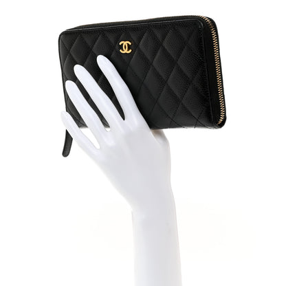 Chanel Caviar Quilted Large Gusset Zip Around Wallet Black 2 of 8