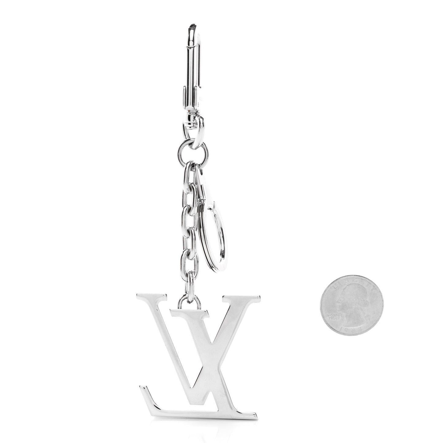 LV Facettes Bag Charm Key Holder Silver