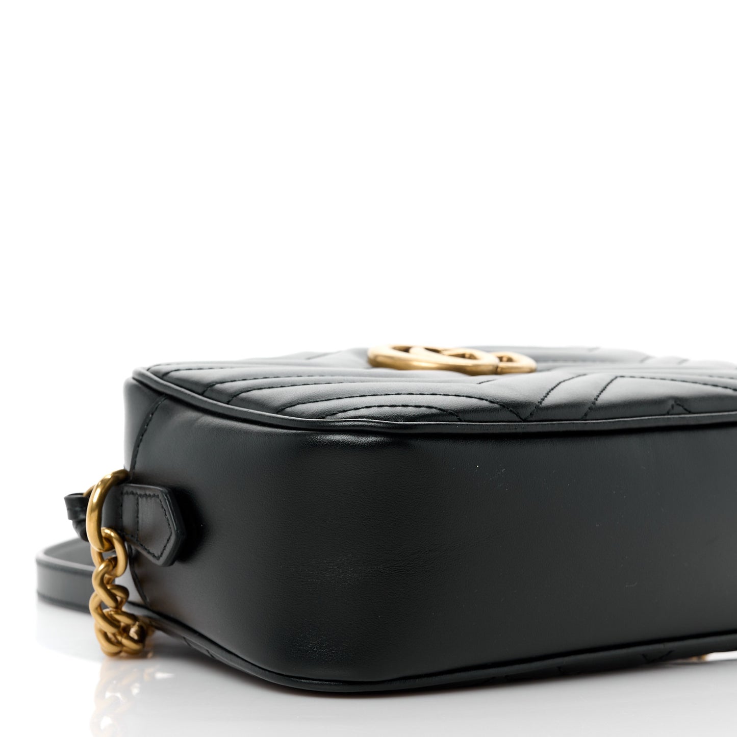 Calfskin Matelasse Small GG Marmont Chain Shoulder Bag Black