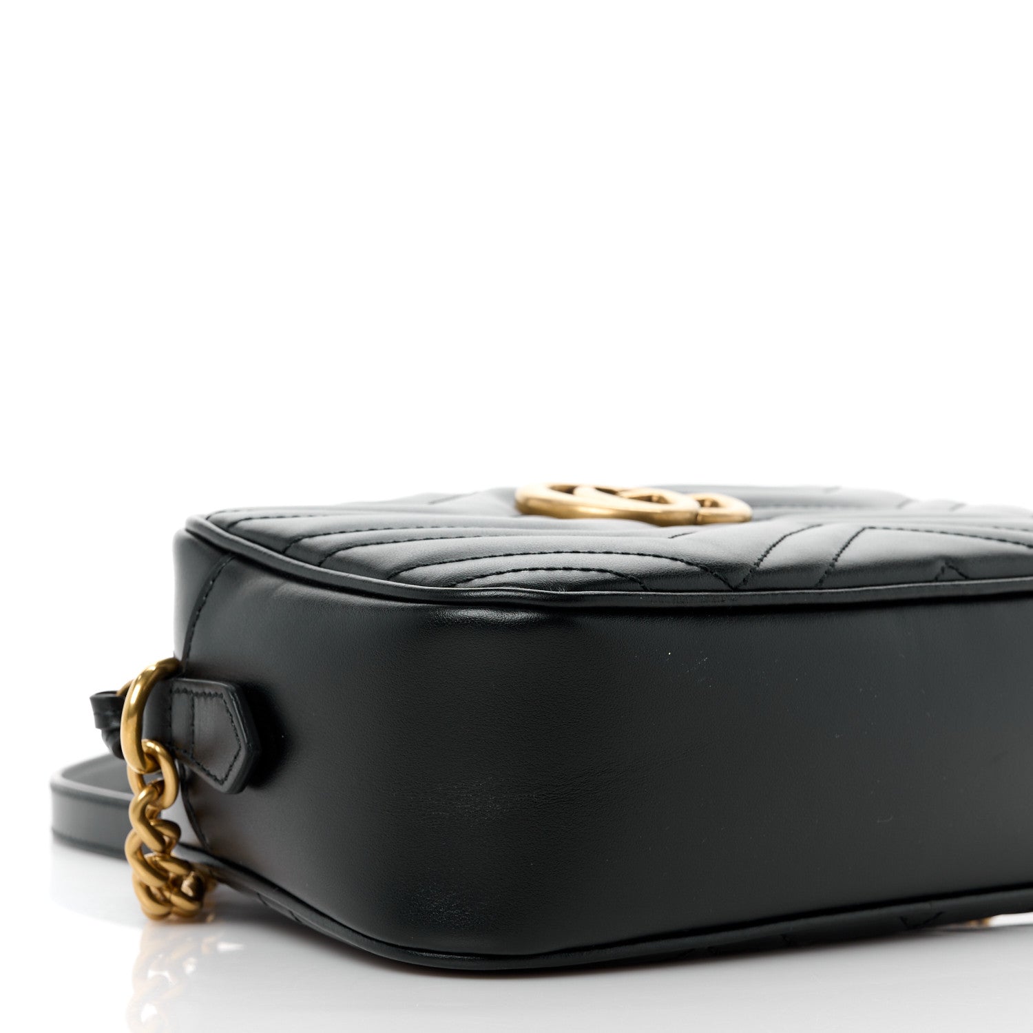 Gucci Calfskin Matelasse Small GG Marmont Chain Shoulder Bag Black 9 of 11