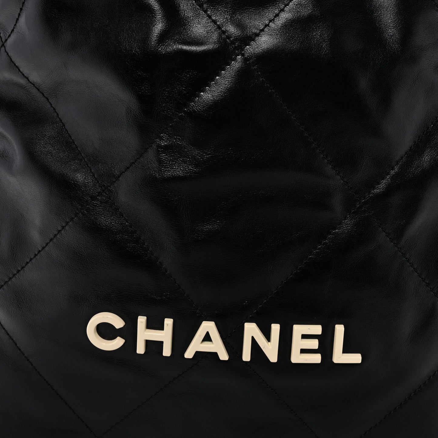 Shiny Calfskin Quilted Large Chanel 22 Black