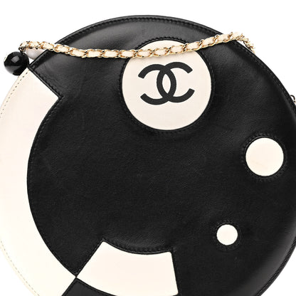 Chanel Lambskin Kisslock Round Bag Black White 7 of 13