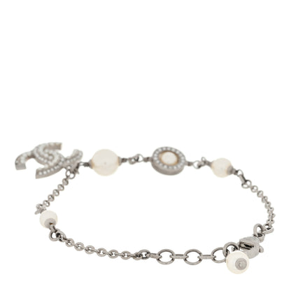 Chanel Pearl Crystal CC Bracelet Silver 2 of 4