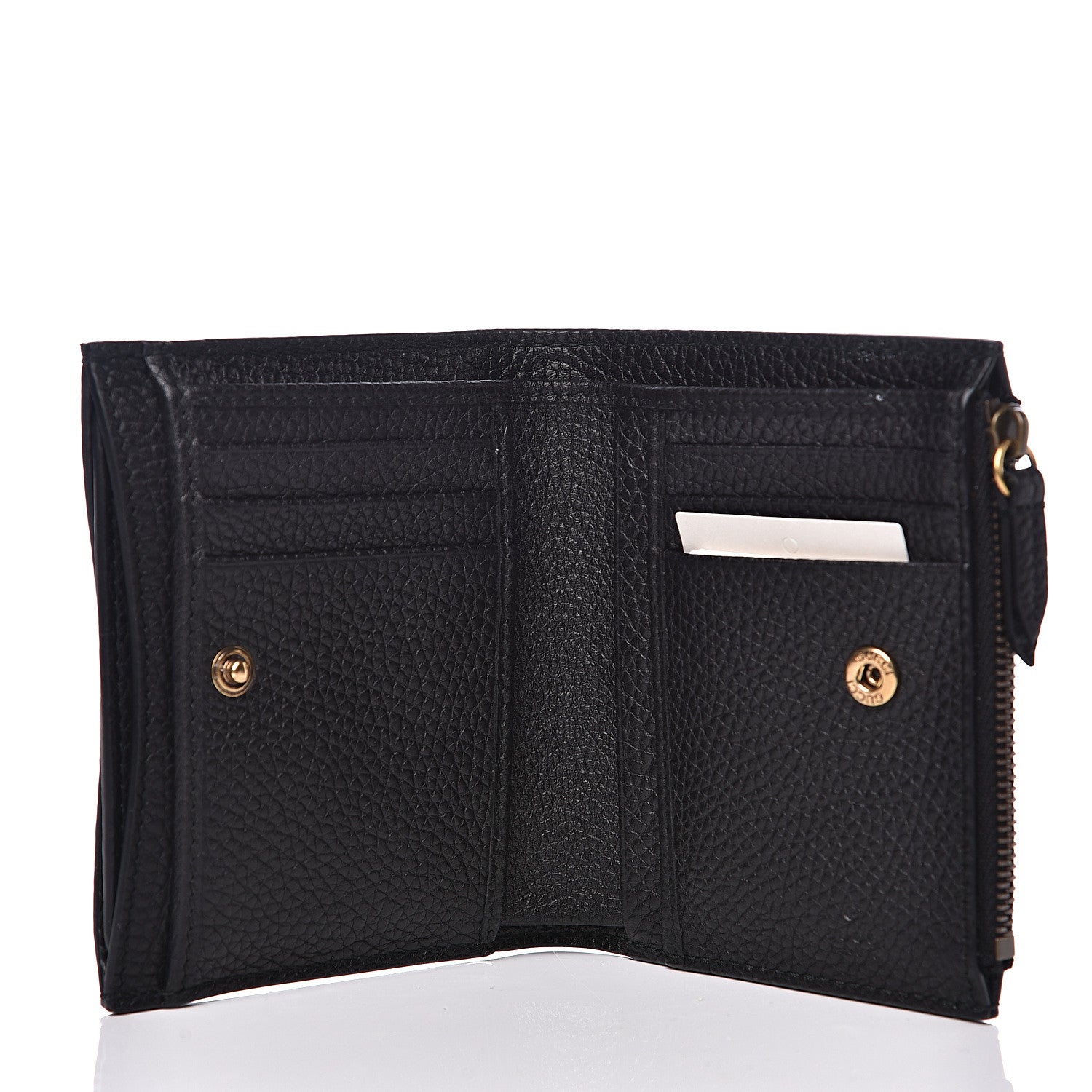 Gucci Pebbled Calfskin Animalier Card Case Wallet Black 4 of 7
