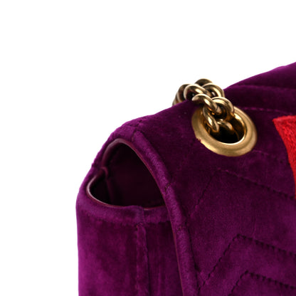 Gucci Velvet Matelasse Loved Embroidered Medium GG Marmont Shoulder Bag Fuchsia Violet Cyclamen 23 of 24