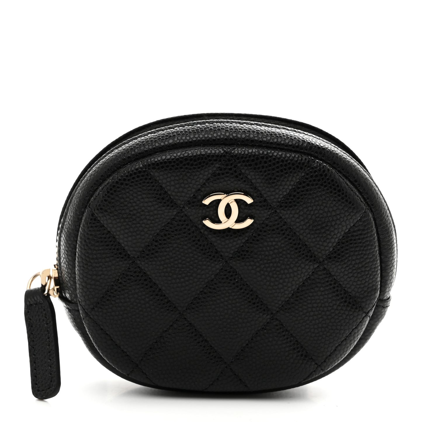 Caviar Quilted Zip Around Classic Coin Purse Black