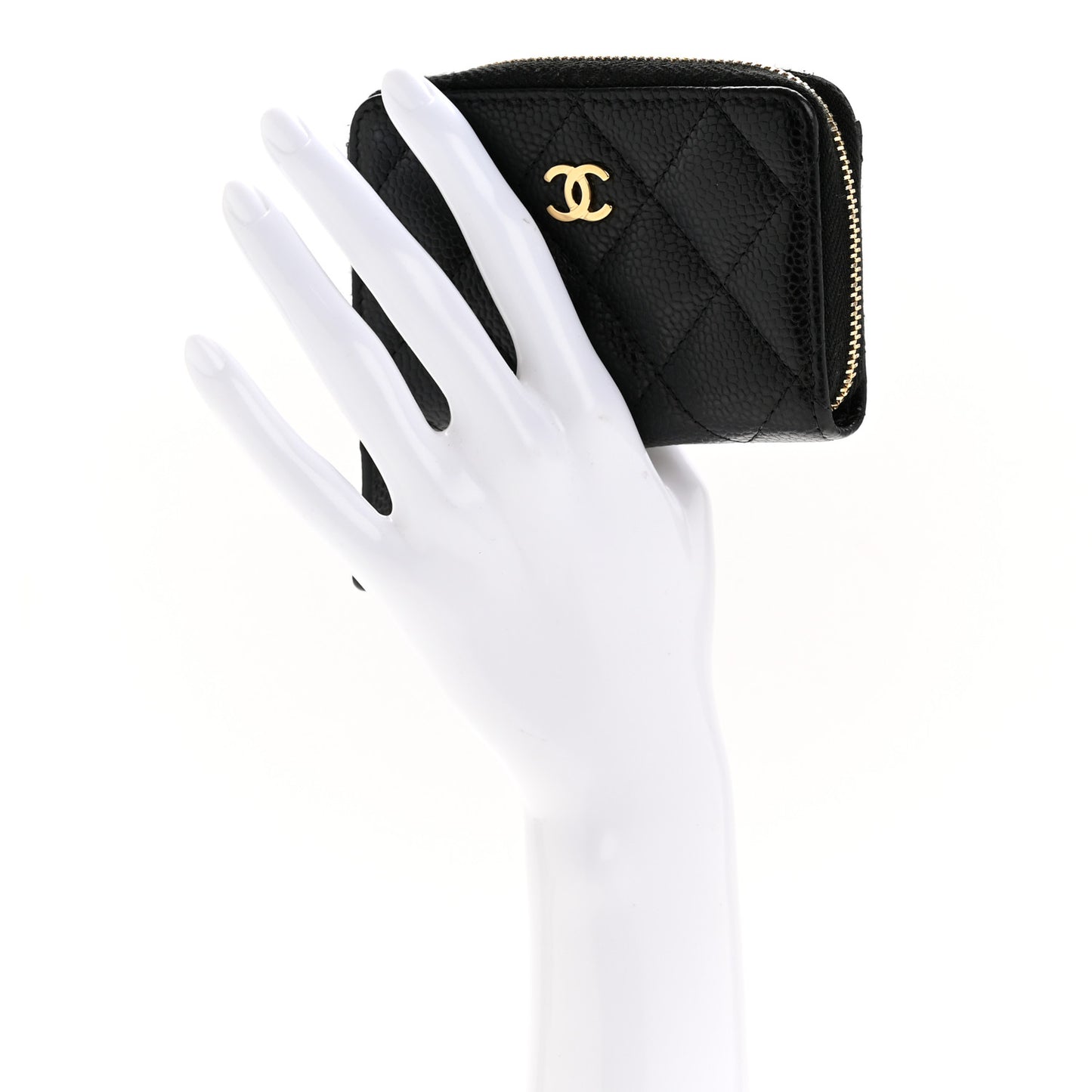 Caviar Quilted Zip Coin Purse Black