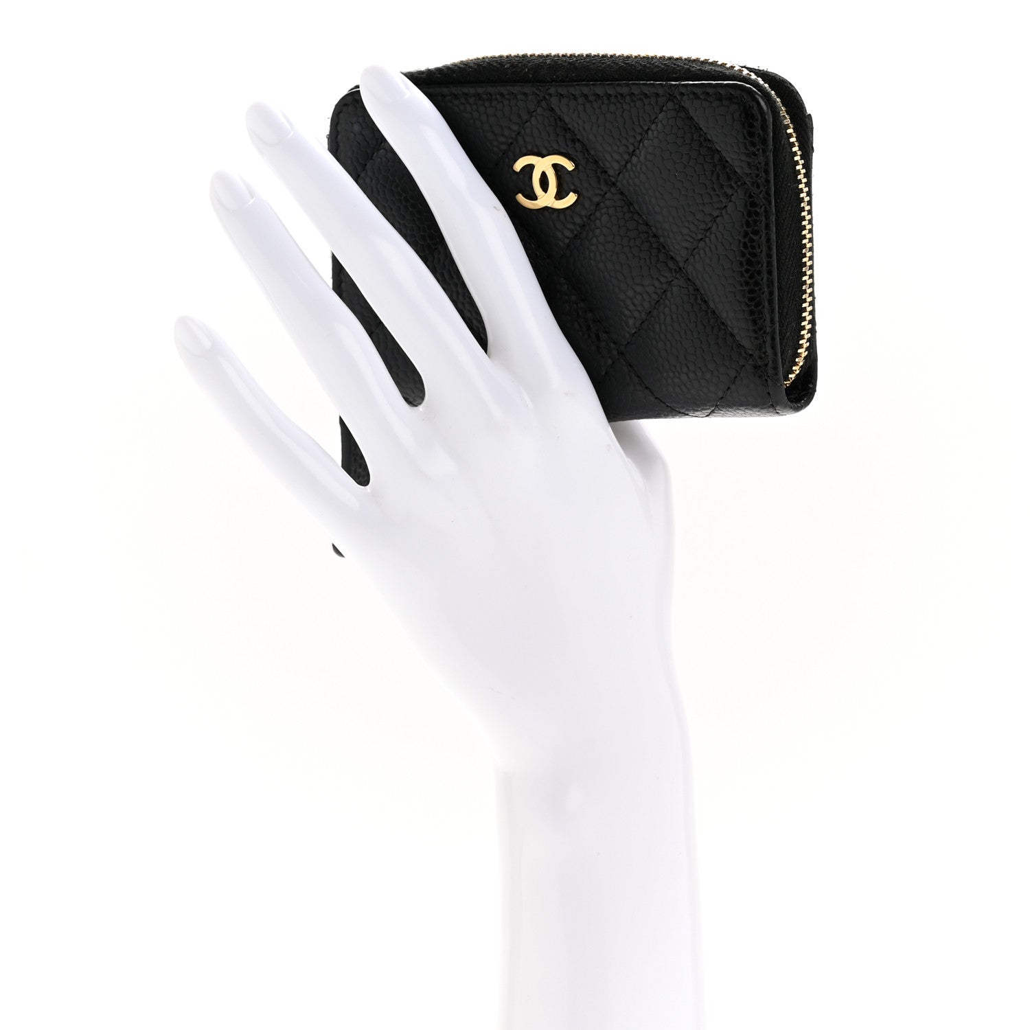 Chanel Caviar Quilted Zip Coin Purse Black 2 of 9