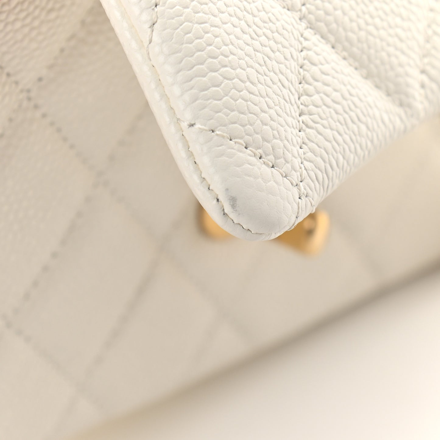 Caviar Quilted Mini Chain Soul Flap White