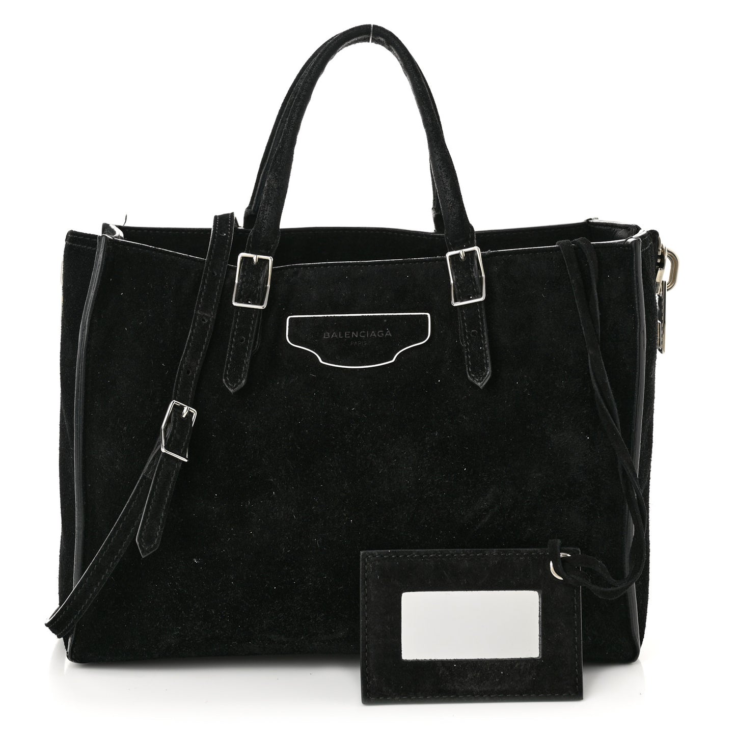 Baby Daim Suede Plate Hardware Papier A6 Zip Around Tote Black