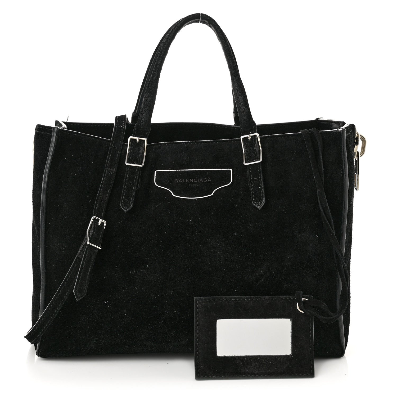 Balenciaga Baby Daim Suede Plate Hardware Papier A6 Zip Around Tote Black 1 of 12