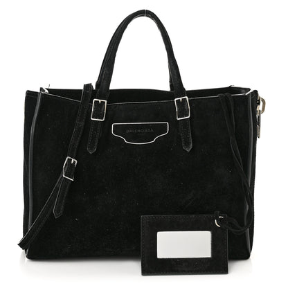 Balenciaga Baby Daim Suede Plate Hardware Papier A6 Zip Around Tote Black 1 of 12
