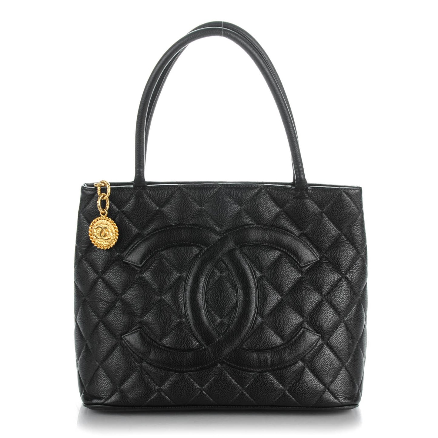 Caviar Quilted Medallion Tote Black