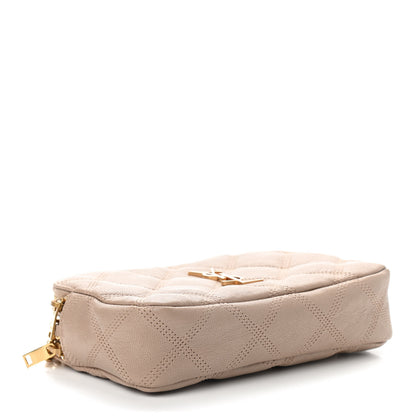 Saint Laurent Grained Lambskin Quilted Mini Becky Double Zip Bag Dark Beige 4 of 10