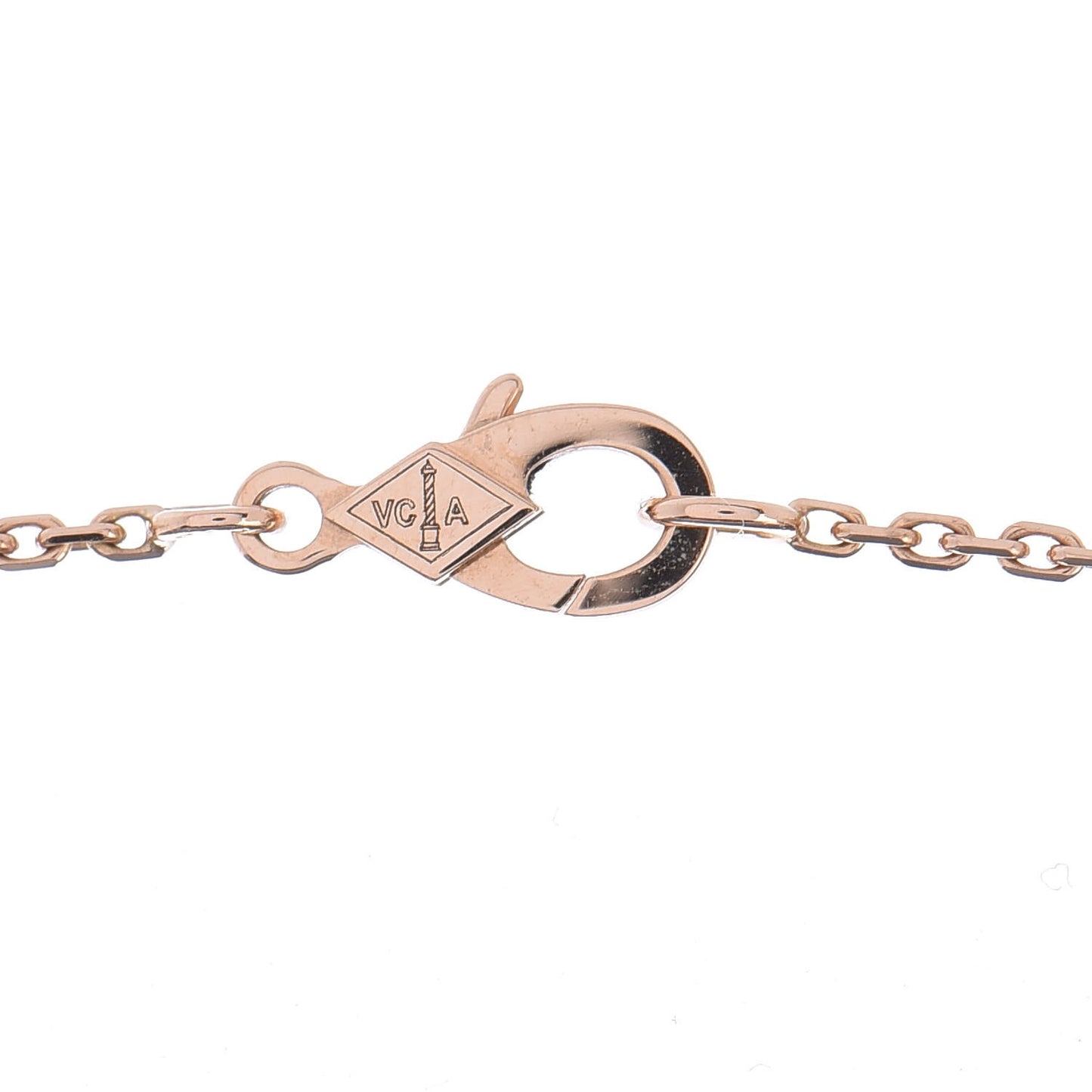 18K Rose Gold Diamond Black Onyx Vintage Alhambra Pendant Necklace