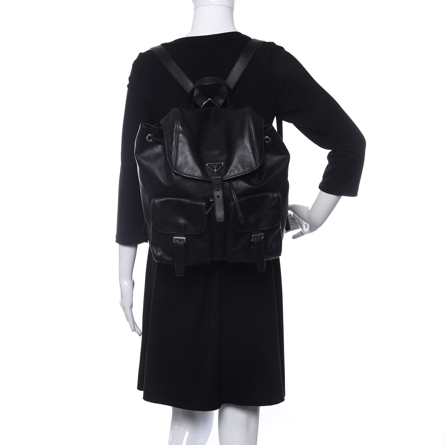 Prada Calfskin Backpack Black 2 of 9
