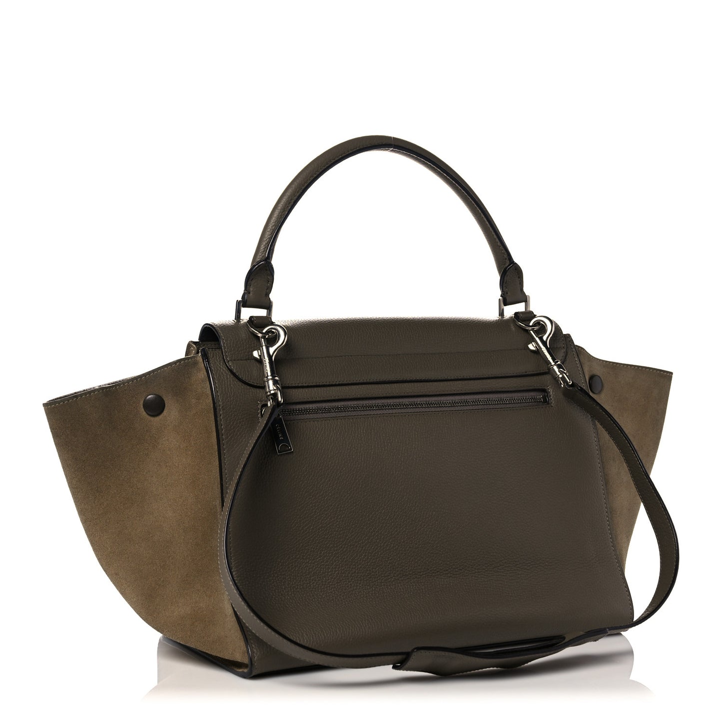 Drummed Calfskin Suede Medium Trapeze Souris