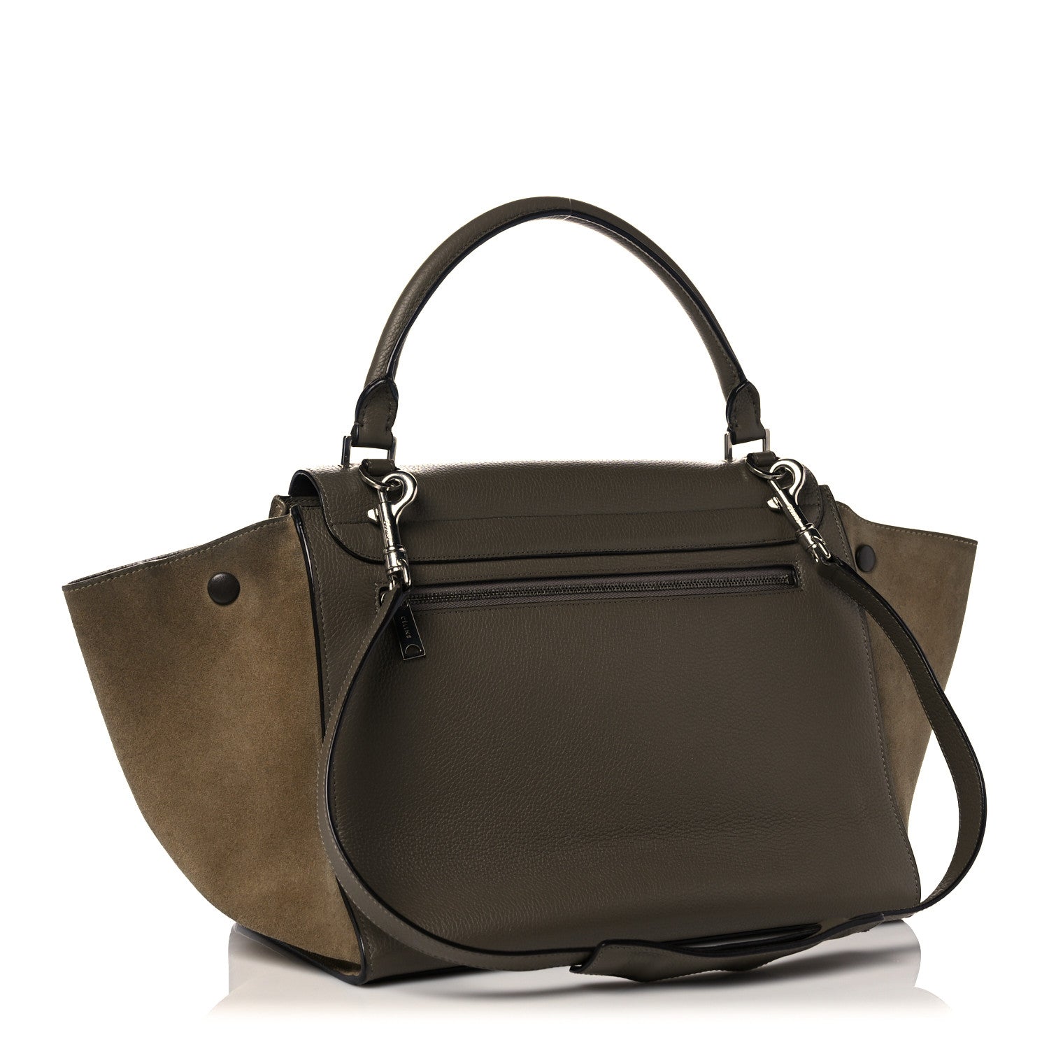 Celine Drummed Calfskin Suede Medium Trapeze Souris 3 of 26