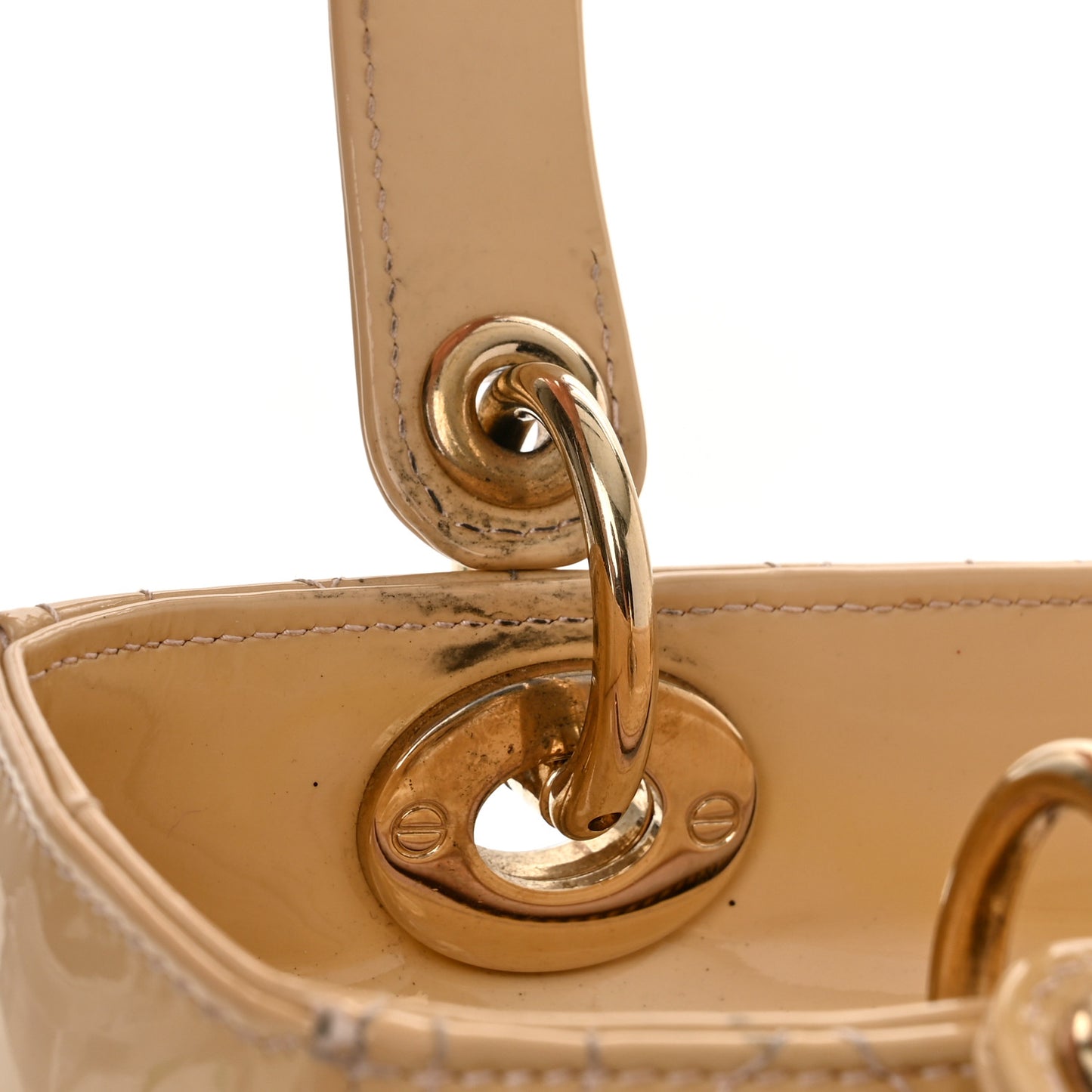 Patent Cannage Medium Lady Dior Beige