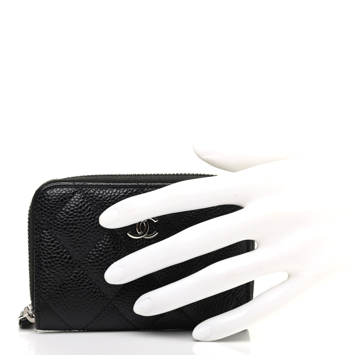 Caviar Quilted Zip Coin Purse Black