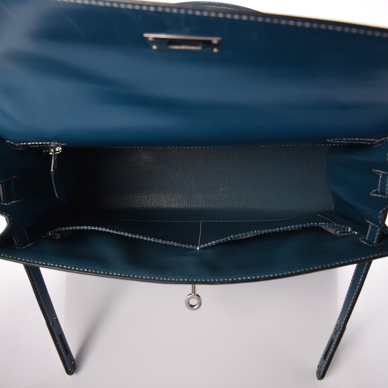 Hermes Tadelakt Kelly Sellier 32 Bleu Thalassa 7 of 33