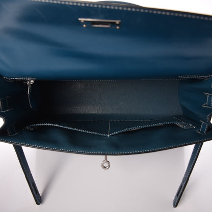 Hermes Tadelakt Kelly Sellier 32 Bleu Thalassa 7 of 33