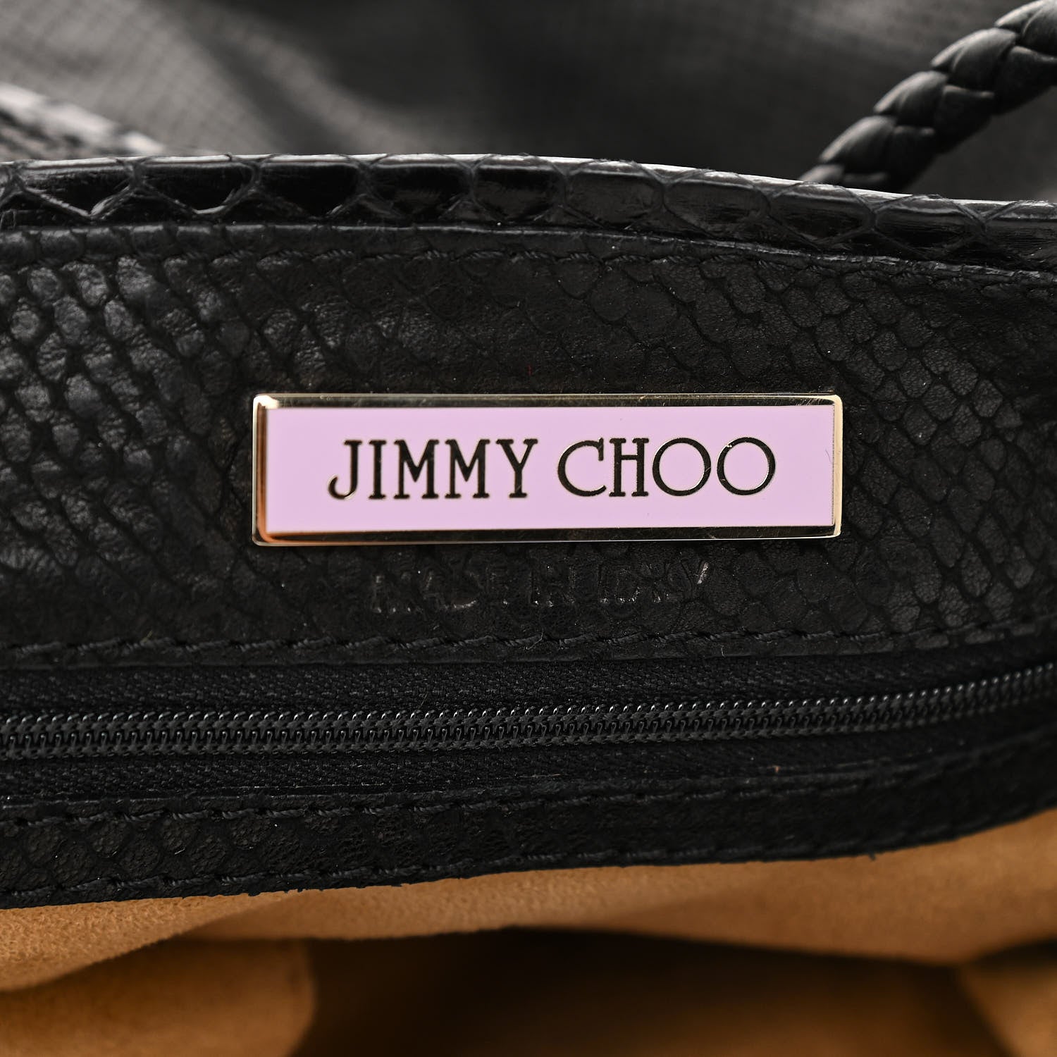 Jimmy Choo Calfskin Snakeskin Embossed Elaphe Snakeskin Robin Bag Black 6 of 9