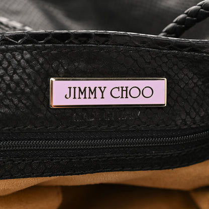 Jimmy Choo Calfskin Snakeskin Embossed Elaphe Snakeskin Robin Bag Black 6 of 9