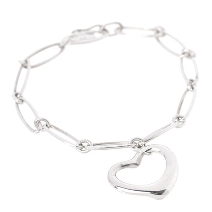 Tiffany Sterling Silver Elsa Peretti Open Heart Oval Link Charm Bracelet 1 of 5