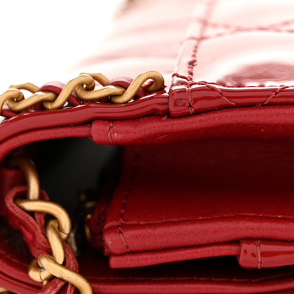 Chanel Patent Quilted Chain Around Heart Wallet On Chain WOC Red 15 of 15