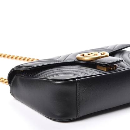 Gucci Calfskin Matelasse Small GG Marmont Shoulder Bag Black 8 of 9