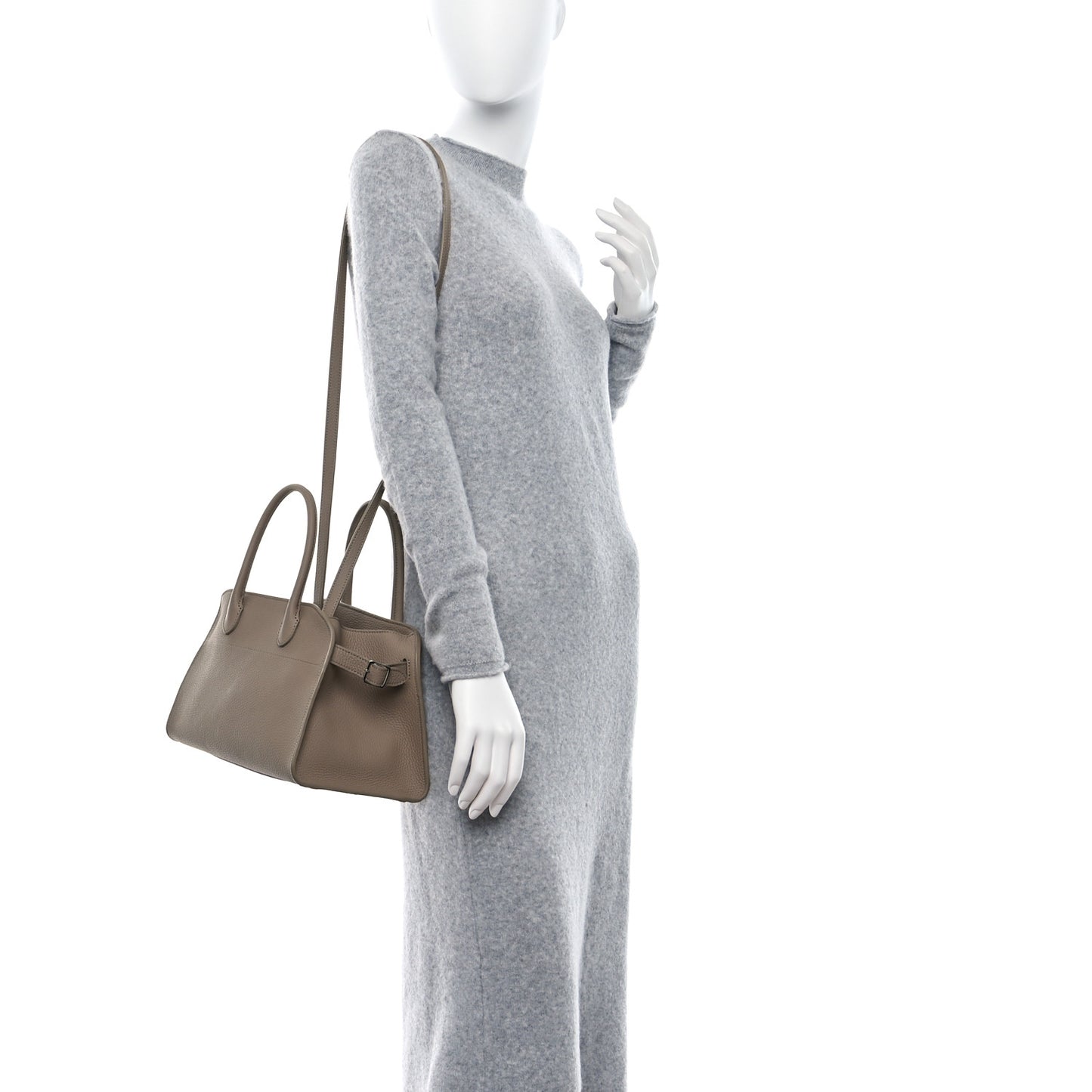Grained Calfskin Soft Margaux 10 Bag Dark Taupe