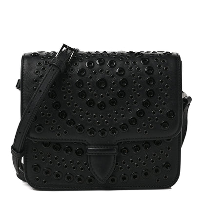 Alaia Calfskin Grommet Studded Azzedine Messenger Flap Black 1 of 7