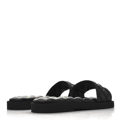 Chanel Lambskin Quilted Textured CC Mules Sandals 40 Black 5 of 10