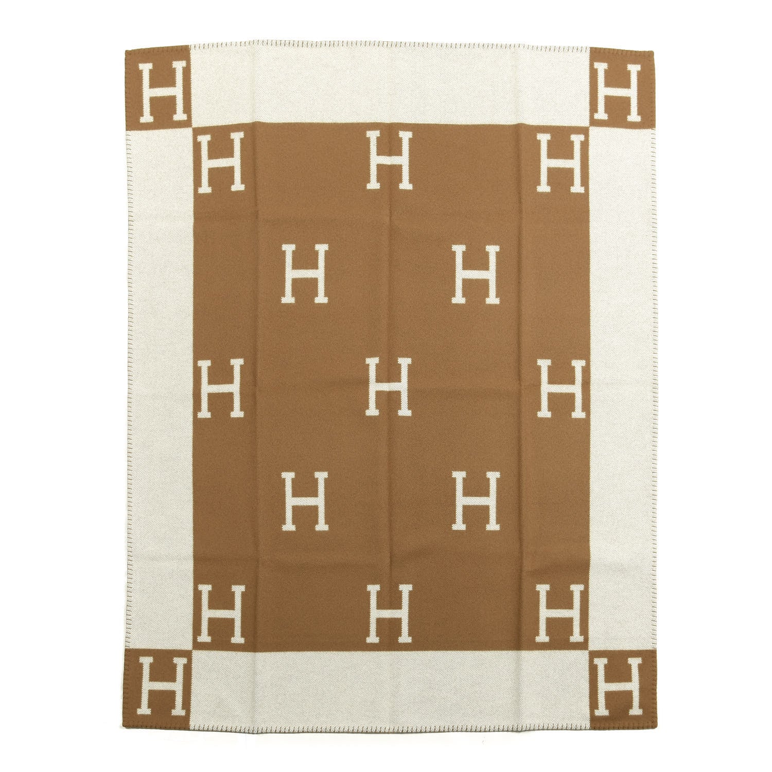 Hermes Wool Cashmere Avalon Blanket Ecru Camel 1 of 2