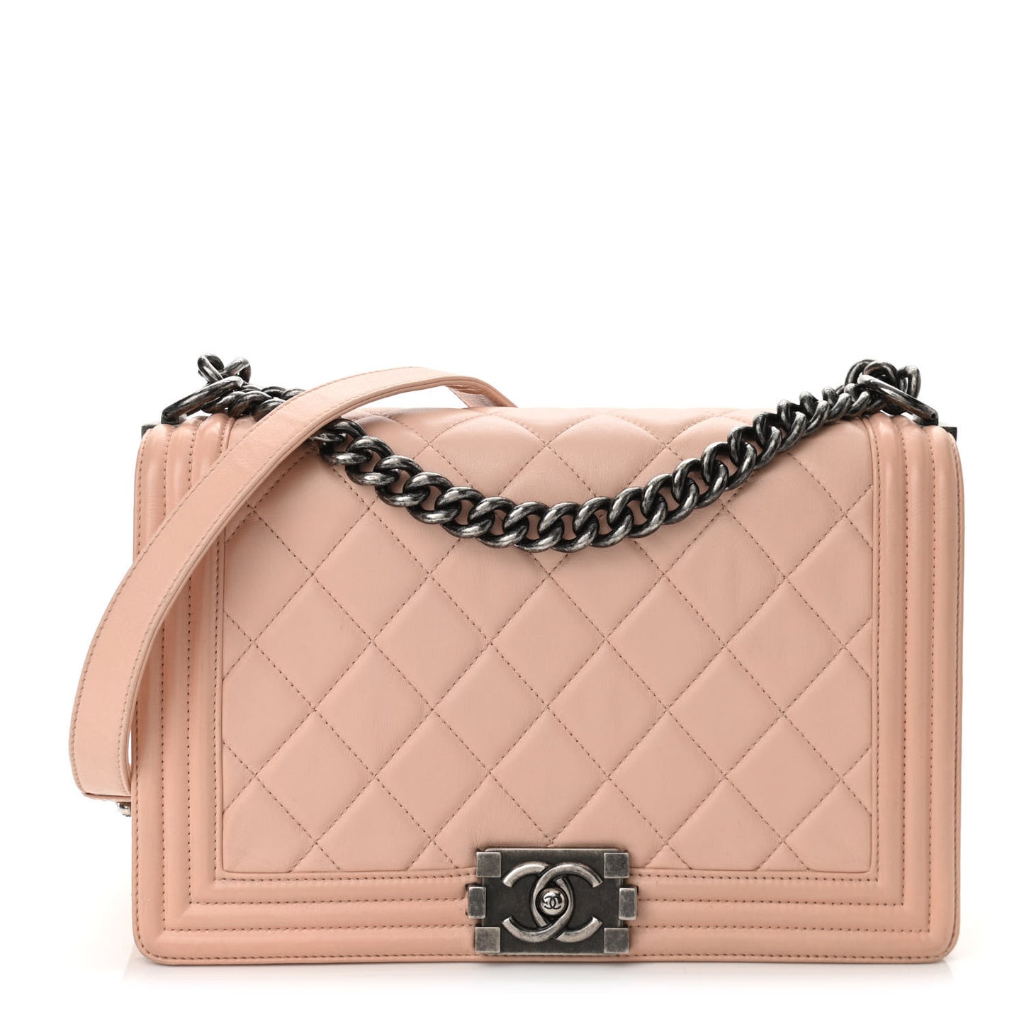 Calfskin Quilted New Medium Boy Flap Light Pink