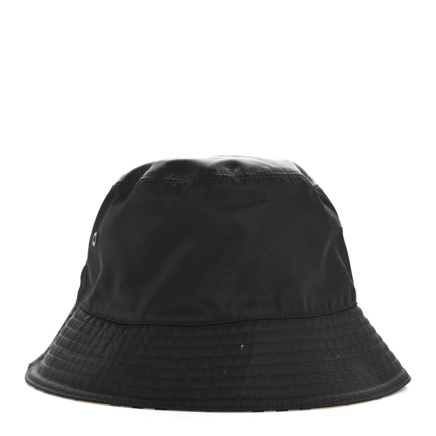Cotton Gabardine Vintage Check Reversible Bucket Hat M Black Sand
