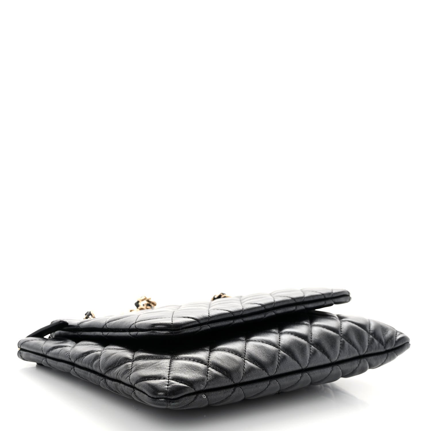 Chanel Shiny Lambskin Quilted Medium Double Case With Strap Black 4 of 11