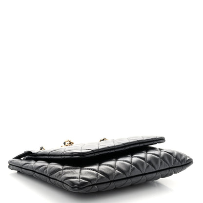 Chanel Shiny Lambskin Quilted Medium Double Case With Strap Black 4 of 11